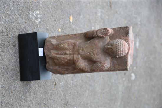 A composition model of an Indian stele, on ebonised plinth, H.58cm